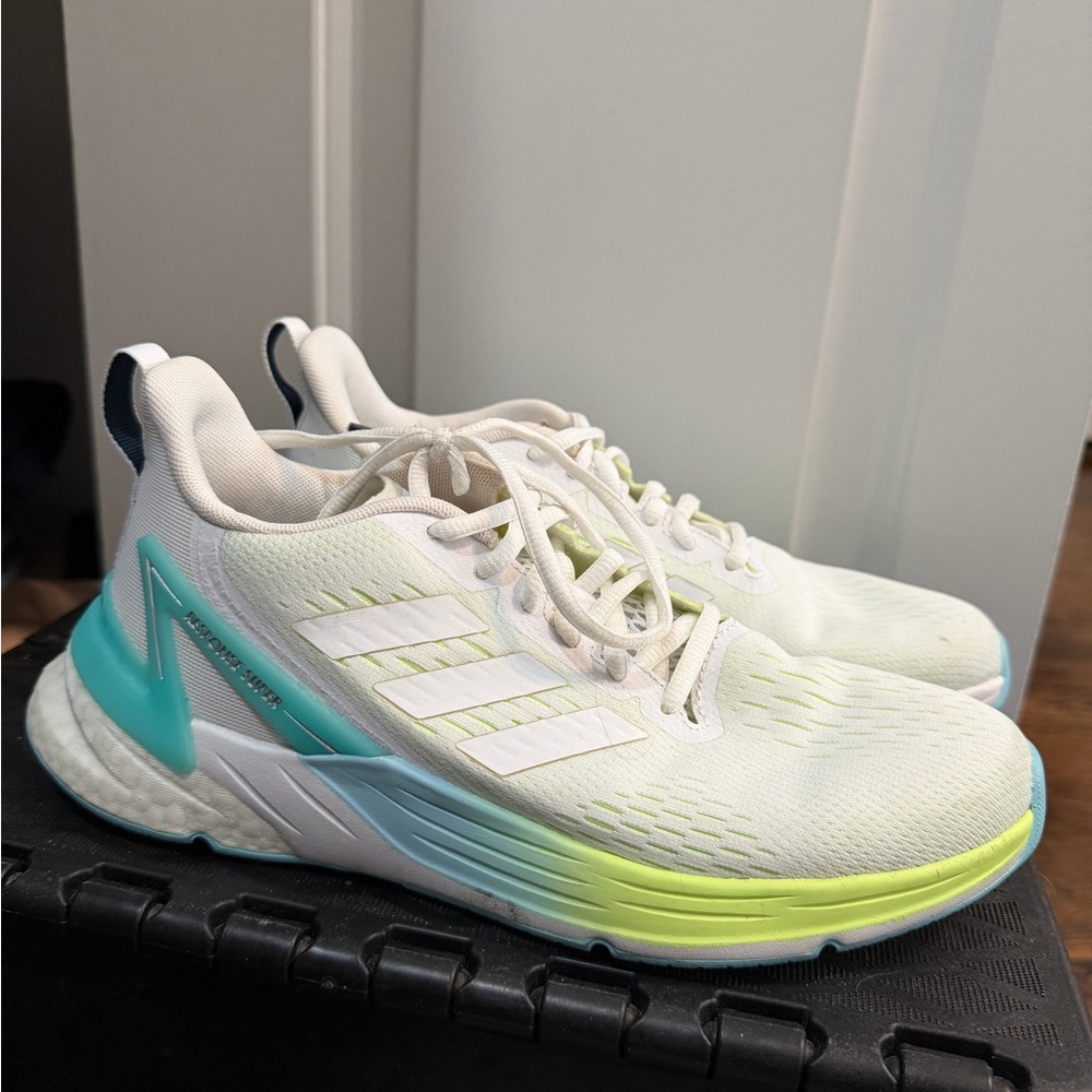 Adidas White and Aqua Athletic Sneakers